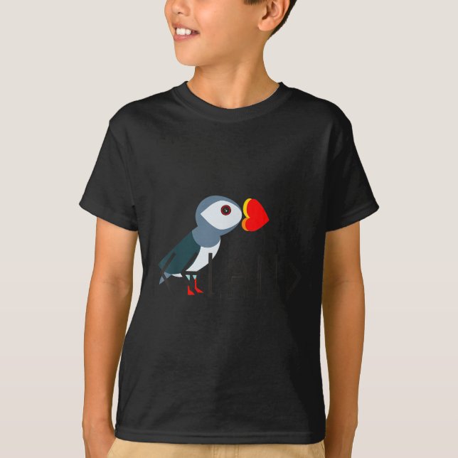 I Love Iceland Puffin Icelandic Gift  T Shirt (Framsida)