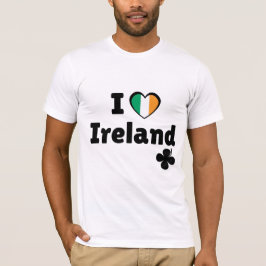 I Love Ireland Irish Flag Heart & Shamrock (Black) T Shirt