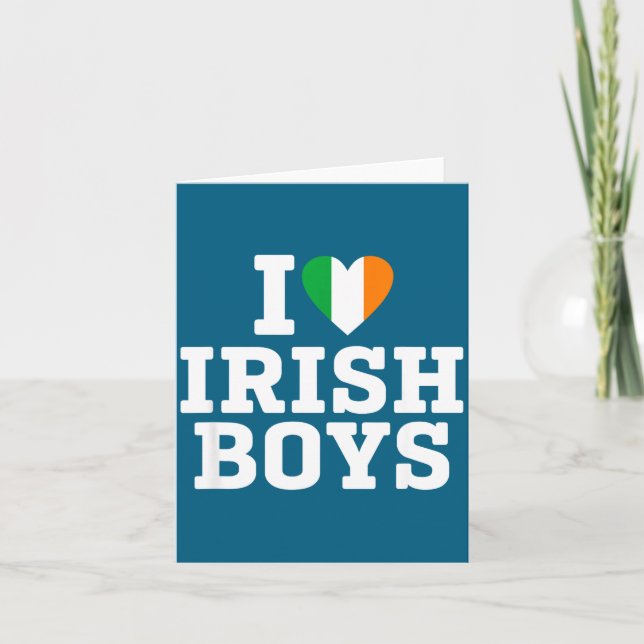 I Love Irish Boys Ireland Flag Heart St Patricks D Kort (Framsida)