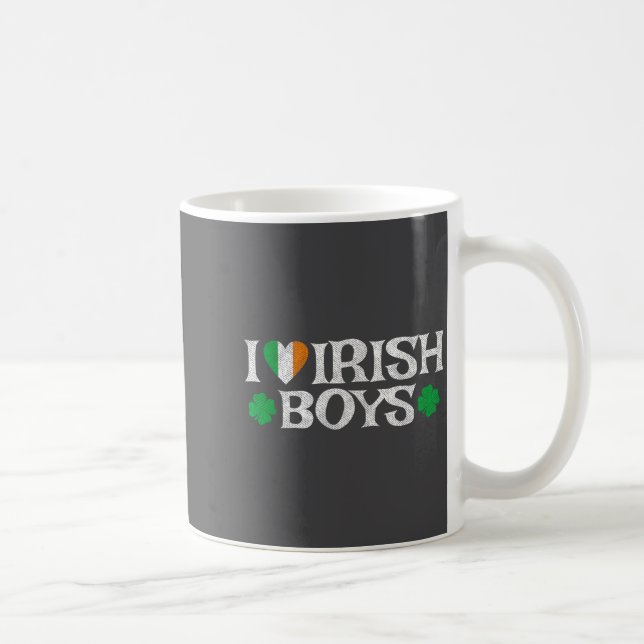 I Love Irish Boys Lucky Shamrock Heart Ireland Fla Kaffemugg (Höger)