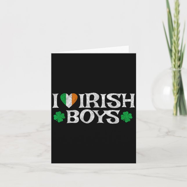 I Love Irish Boys Lucky Shamrock Heart Ireland Fla Kort (Framsida)