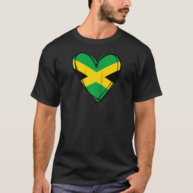 I Love Jamaica Cool Jamaica Flag Heart Design Jama T Shirt (Framsida)