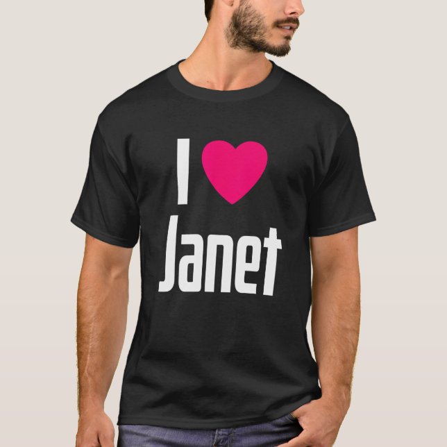 I Love Janet Pink Heart I Heart Janet T Shirt (Framsida)