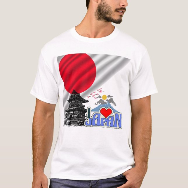 I Love Japan – Spirit of the Rising Sun T Shirt (Framsida)