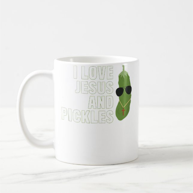 I Love Jesus And Pickles Christian Boys Girls Wome Kaffemugg (Vänster)