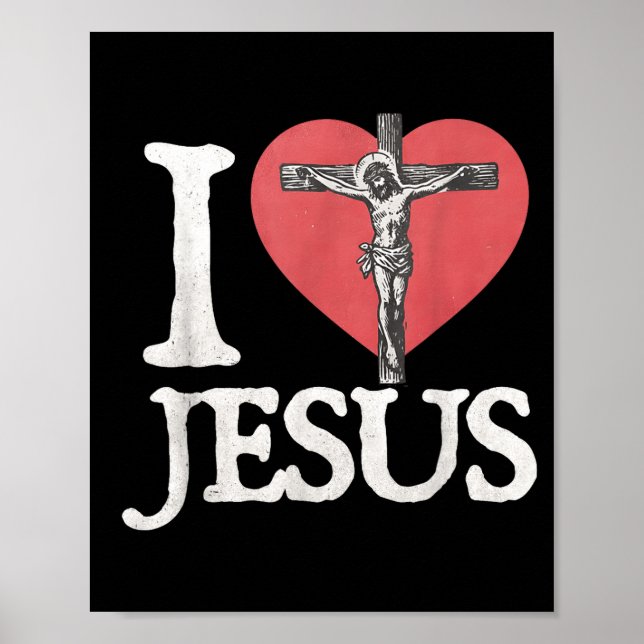 I Love Jesus Retro Christian Religious For Men Wom Poster (Framsidan)
