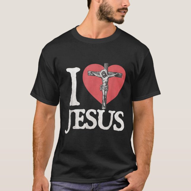 I Love Jesus Retro Christian Religious For Men Wom T Shirt (Framsida)