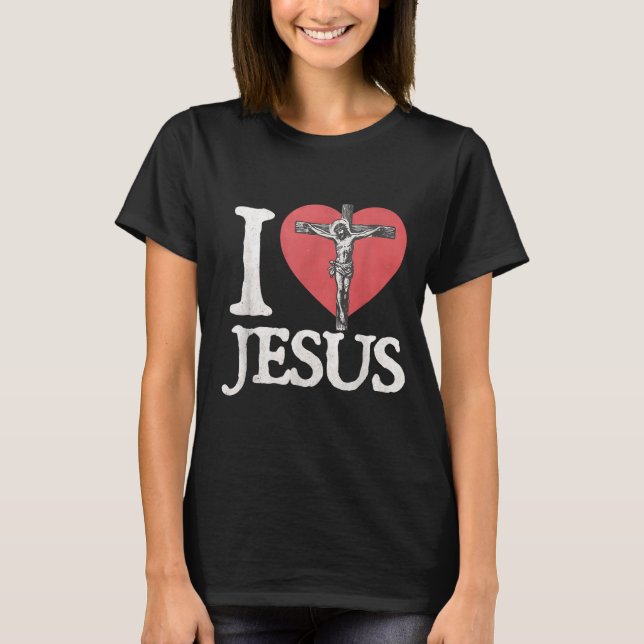 I Love Jesus Retro Christian Religious For Men Wom T Shirt (Framsida)