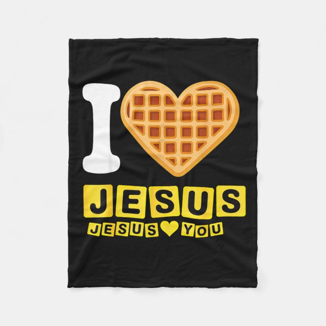 I Love Jesus Waffle Heart  Fleecefilt (Framsidan)