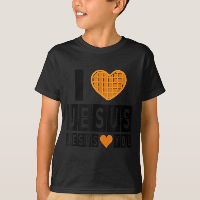 I Love Jesus Waffle Heart Jesus Loves You Funny Br T Shirt (Framsida)