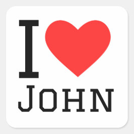 I love john fyrkantigt klistermärke