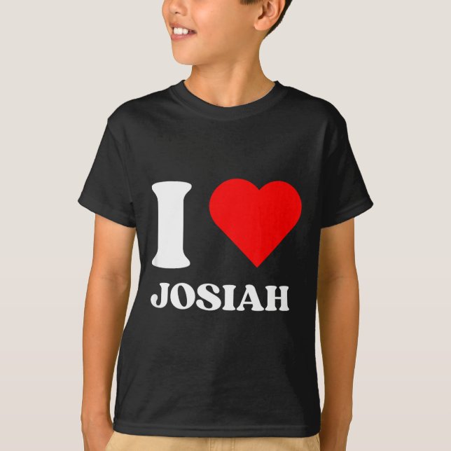 I Love Josiah I Heart Josiah Name Y2k Valentines D T Shirt (Framsida)
