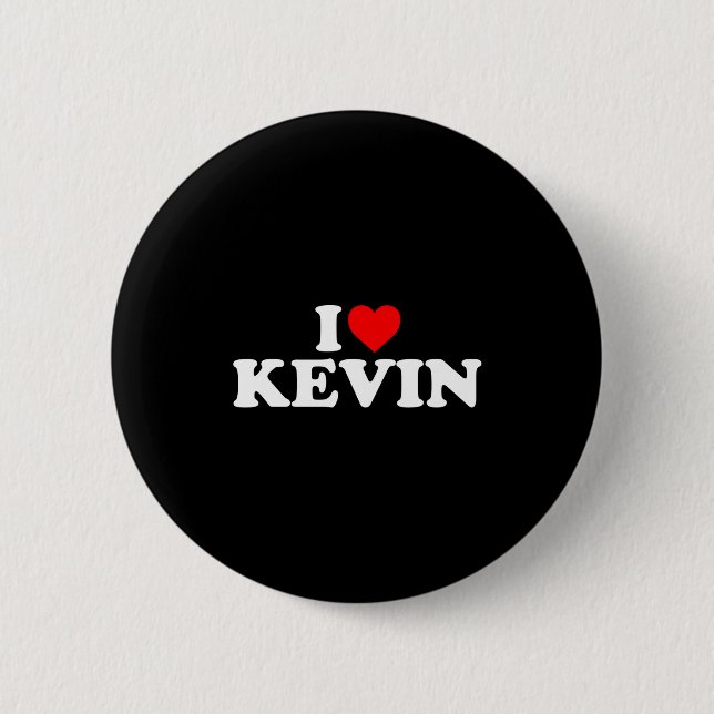 I Love Kevin - Heart Long Sleeve  Knapp (Framsida)
