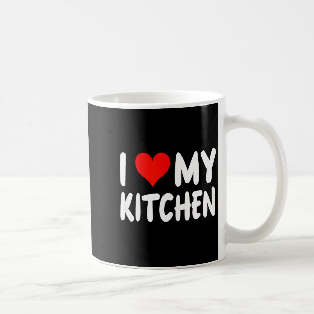 I Love Kitchen - Heart - Funny Cute Cook Remodel C Kaffemugg (Höger)