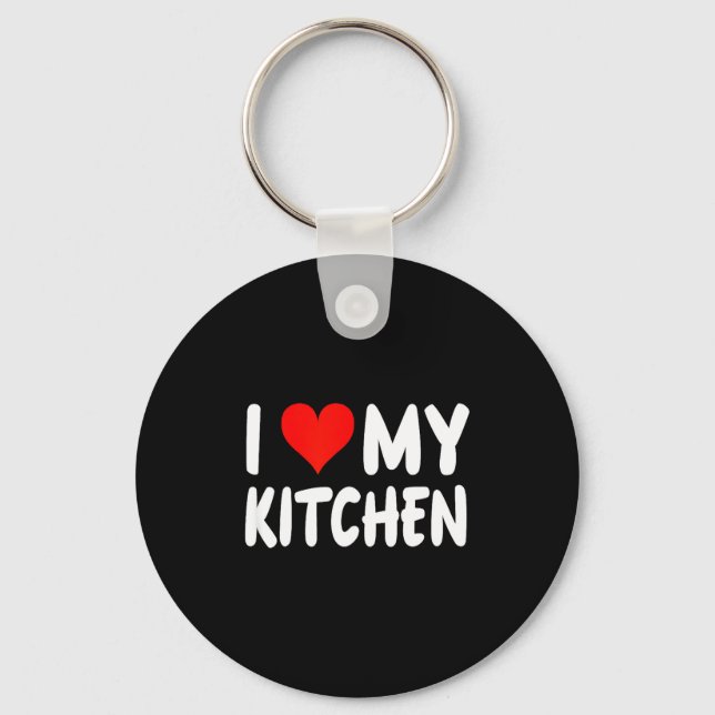 I Love Kitchen - Heart - Funny Cute Cook Remodel C Nyckelring (Framsida)