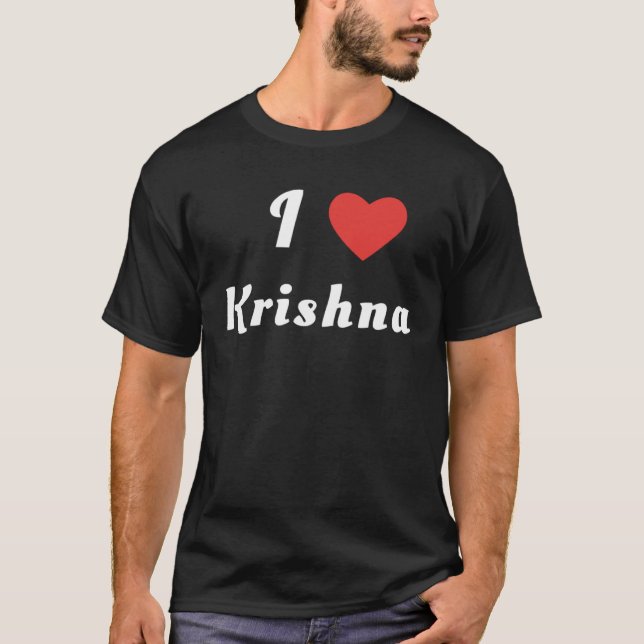 I Love Krishna T Shirt (Framsida)