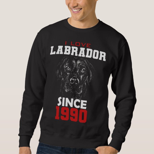 I love labrador since 1990 lång ärmad tröja (Framsida)