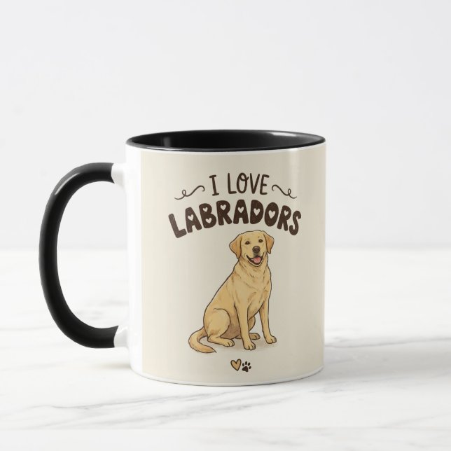 I Love Labradors Mug – Hand-Drawn Illustration Mugg (Vänster)