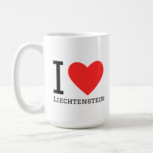 I love Liechtenstein square sticker Kaffemugg (Vänster)