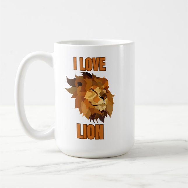 I LOVE LION – Bold Wildlife Art for Animal Fans Kaffemugg (Vänster)
