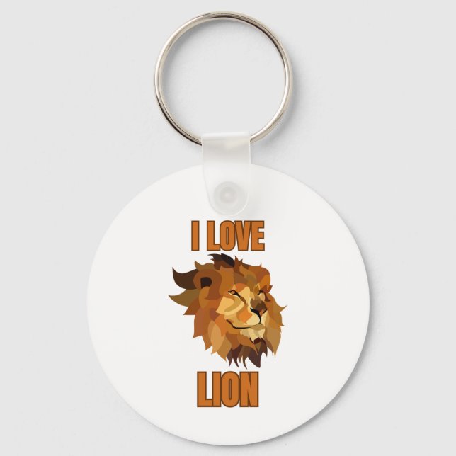 I Love Lion for Animal Lover and Wildlife Fan Nyckelring (Framsida)