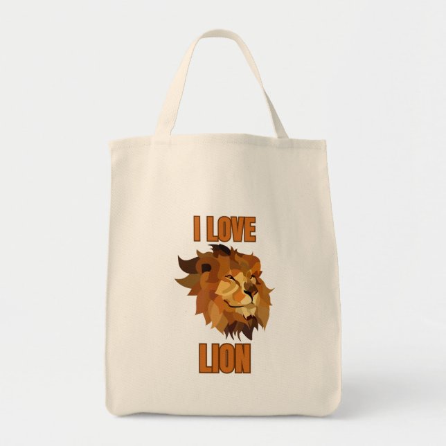 I Love Lion for Animal Lover and Wildlife Fan Tygkasse (Framsidan)