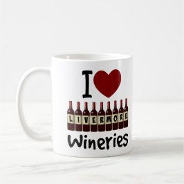 I Love Livermore Wineries Heart and Wine Bottles Kaffemugg