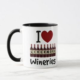 I Love Livermore Wineries Heart and Wine Bottles Mugg