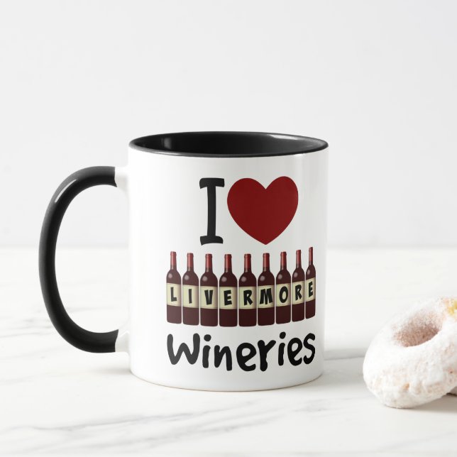 I Love Livermore Wineries Heart and Wine Bottles Mugg (Med munk)