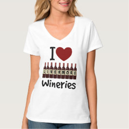 I Love Livermore Wineries Heart and Wine Bottles T Shirt