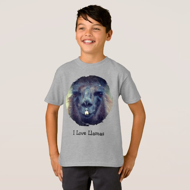 I Love Llamas Farm Animal  T Shirt (Hel framsida)