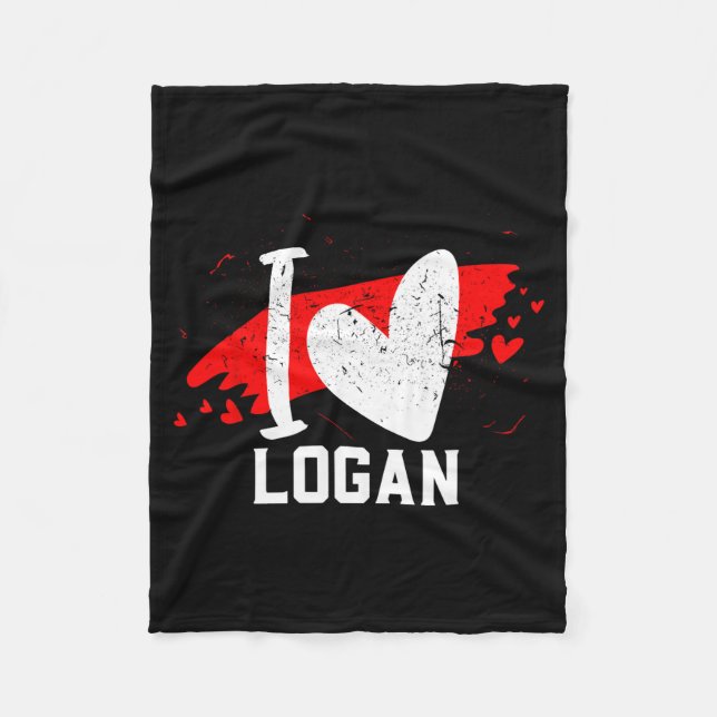 I Love Logan I Heart Logan  Fleecefilt (Framsidan)