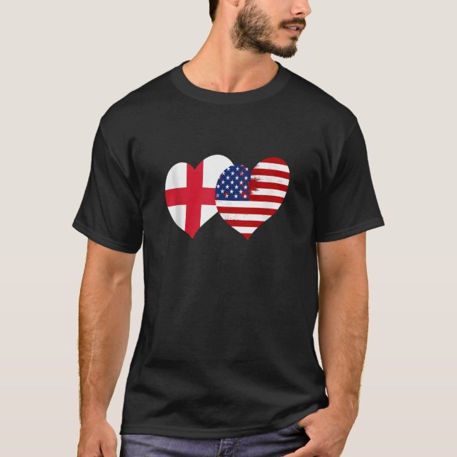 I Love London I Love USA Cool England USA Flag Hea T Shirt (Framsida)