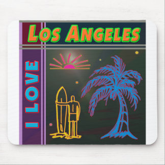 "I LOVE Los Angeles" Sun Palm Tree&Surfer Mousepad Musmatta