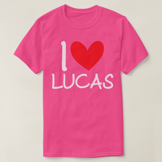 I Love Lucas Name Personalized Men Guy BFF Friend  T Shirt (Design framsida)