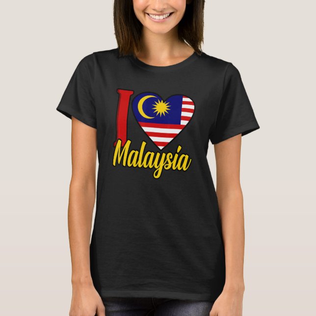 I Love Malaysia Flag T Shirt (Framsida)