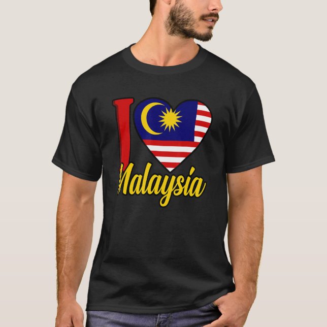 I Love Malaysia Flag T Shirt (Framsida)