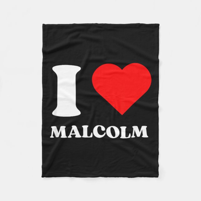 I Love Malcolm I Heart Malcolm Name Y2k Valentines Fleecefilt (Framsidan)