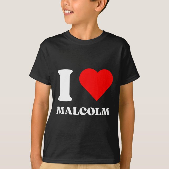 I Love Malcolm I Heart Malcolm Name Y2k Valentines T Shirt (Framsida)