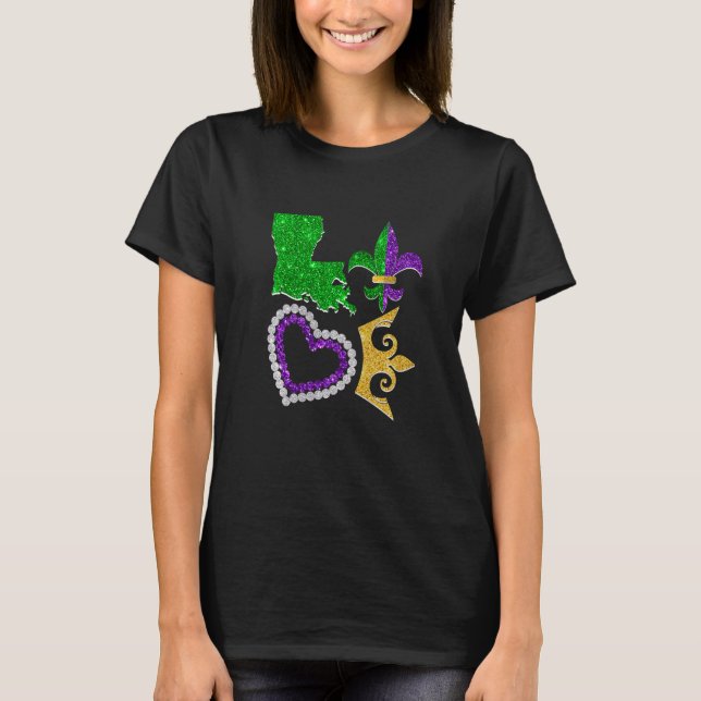 I Love Mardi Gras Carnival Festival Party Costume T Shirt (Framsida)