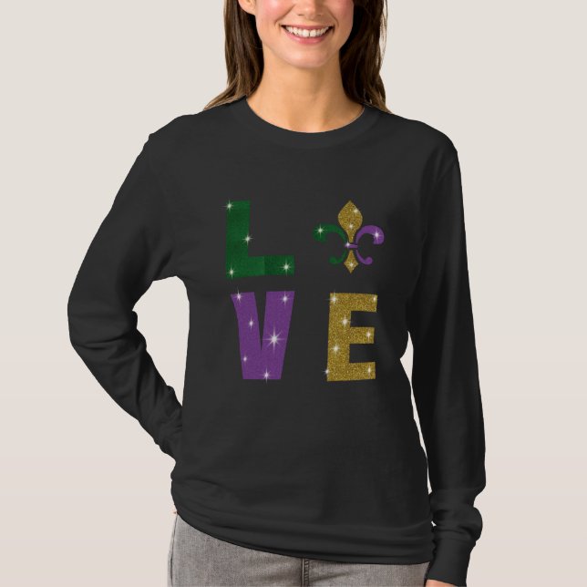 I Love Mardi Gras Costume Mardi Gras Outfit For Gi T Shirt (Framsida)