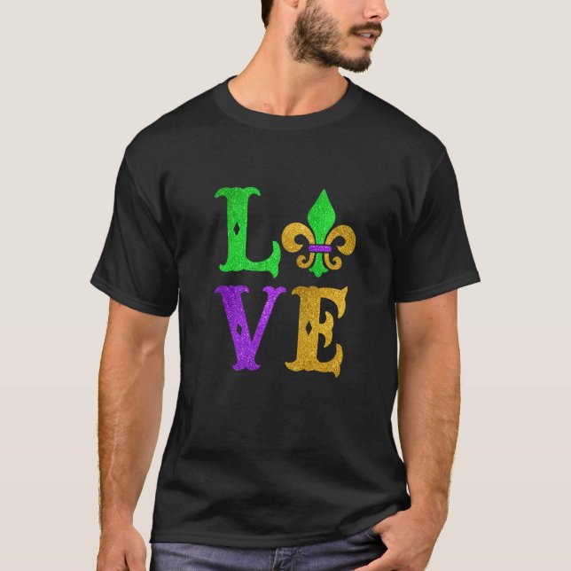 I Love Mardi Gras Funny Mardi Gras Fleur De Lys Fe T Shirt (Framsida)