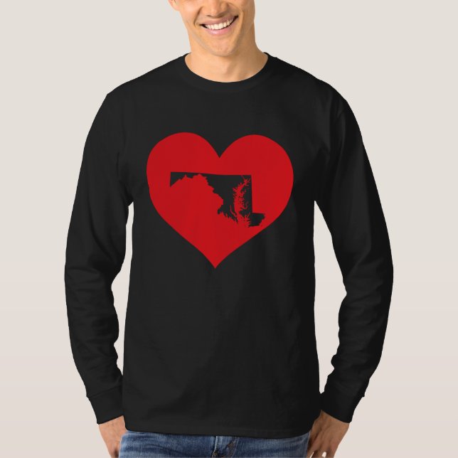 I Love Maryland Heart  Resident State Pride T Shirt (Framsida)