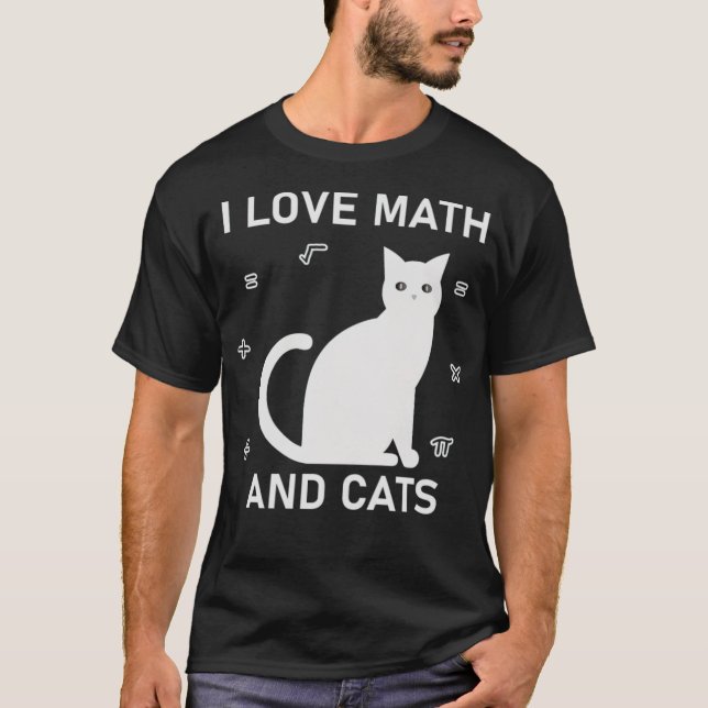 I Love Math And Cats christmas  T Shirt (Framsida)
