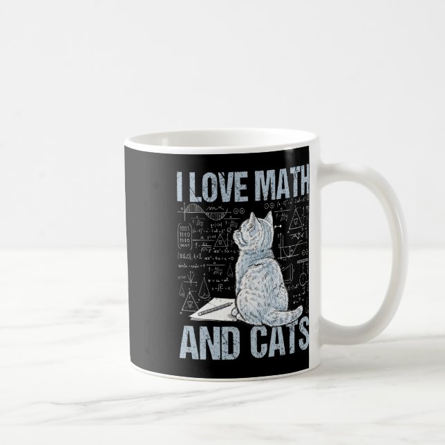 I Love Math And Cats Science Teacher Student Funny Kaffemugg (Höger)