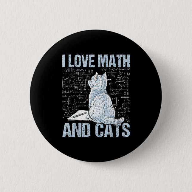 I Love Math And Cats Science Teacher Student Funny Knapp (Framsida)