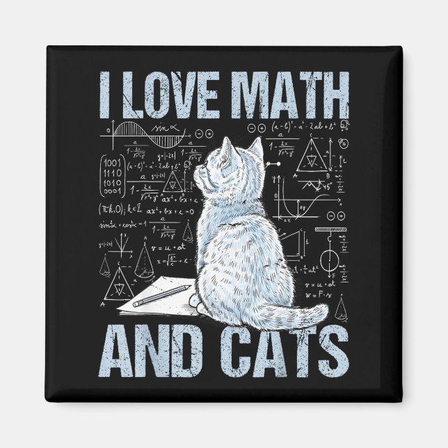 I Love Math And Cats Science Teacher Student Funny Magnet (Framsidan)