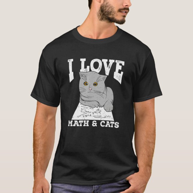 I Love Math And Cats T Shirt (Framsida)