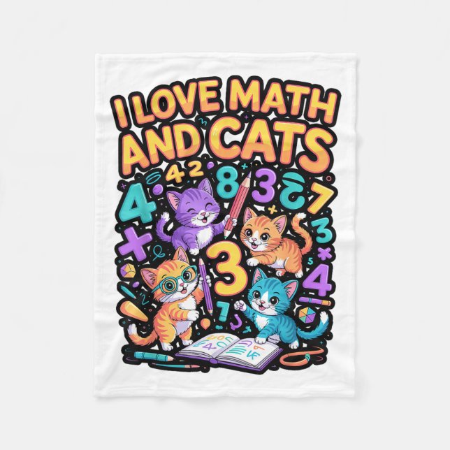 I Love Math And Cats Teacher Student  Fleecefilt (Framsidan)