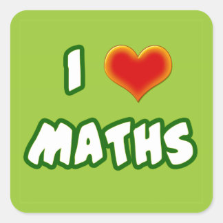 I LOVE MATHS - GREEN MODEL FYRKANTIGT KLISTERMÄRKE